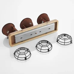 Lindby plafondspot Farovi, roest, 45 cm, 3-lamps, hout, GU10