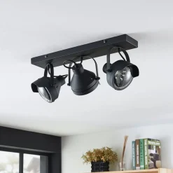 Lindby plafondspot Henega, 52 cm, zwart, 3-lamps