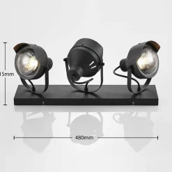 Lindby plafondspot Henega, 52 cm, zwart, 3-lamps