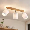 Lindby plafondspot Imarin, 56 cm, 3-lamps, wit, hout