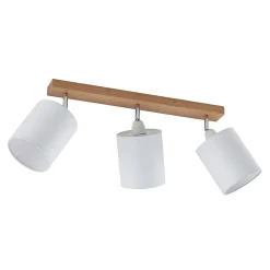 Lindby plafondspot Imarin, 56 cm, 3-lamps, wit, hout