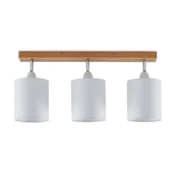 Lindby plafondspot Imarin, 56 cm, 3-lamps, wit, hout