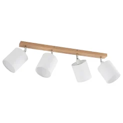 Lindby plafondspot Imarin, 81 cm, wit, 4-lamps, hout