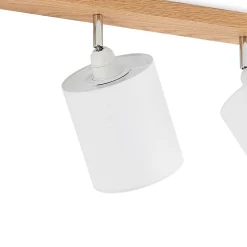 Lindby plafondspot Imarin, 81 cm, wit, 4-lamps, hout