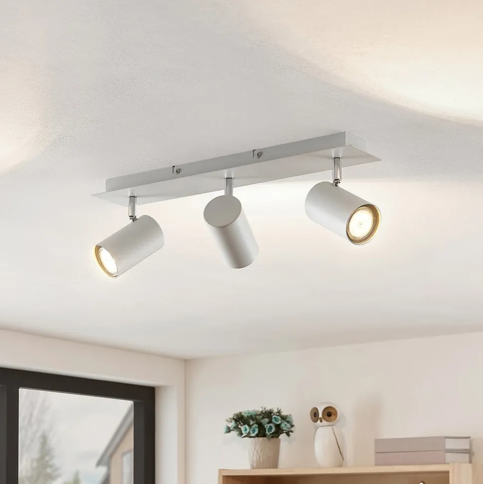 Lindby plafondspot Joffrey, 49 cm, wit, 3-lamps, GU10