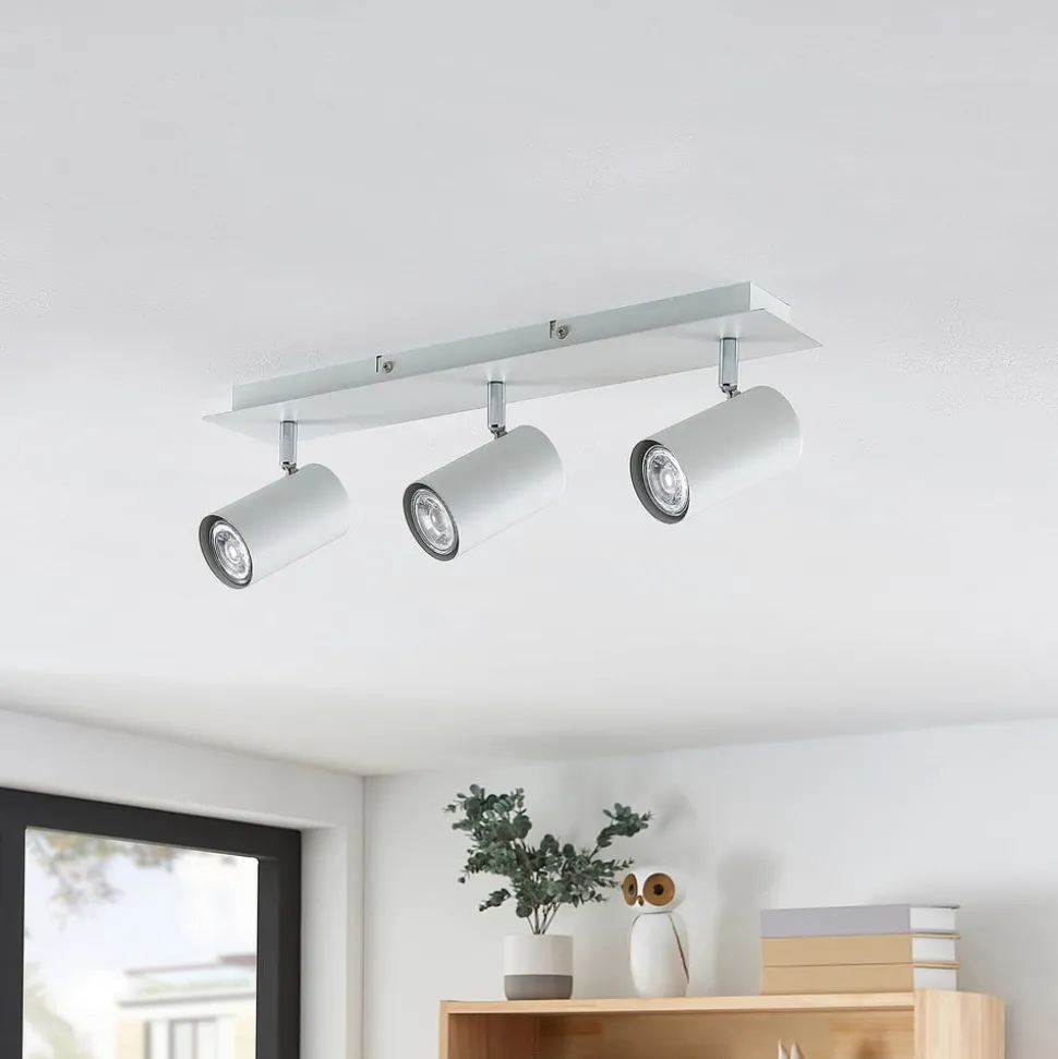 Lindby plafondspot Joffrey, 49 cm, wit, 3-lamps, GU10