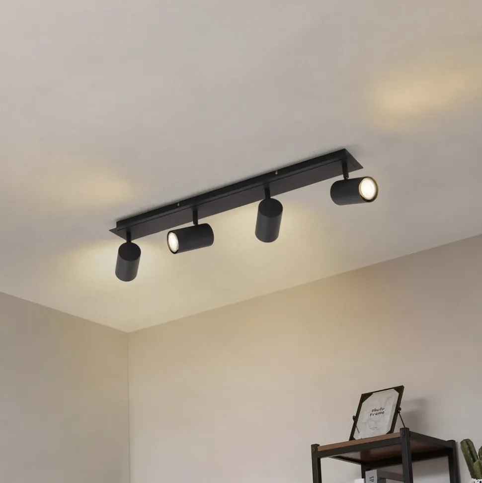 Lindby plafondspot Joffrey, 70 cm, zwart, 4-lamps, GU10