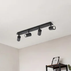 Lindby plafondspot Joffrey, 70 cm, zwart, 4-lamps, GU10