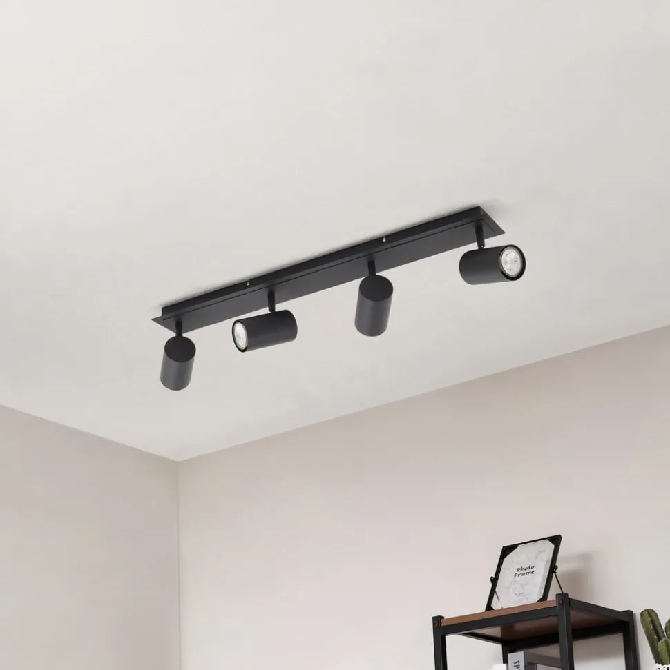 Lindby plafondspot Joffrey, 70 cm, zwart, 4-lamps, GU10