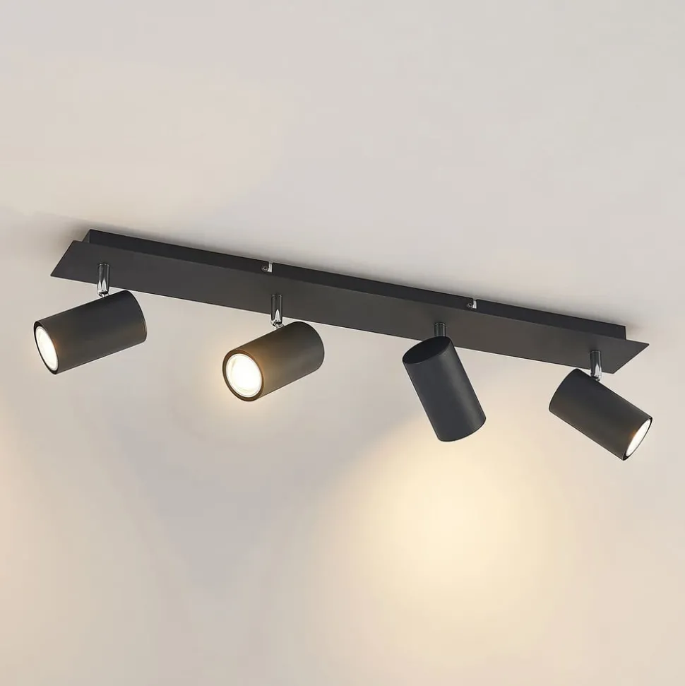 Lindby plafondspot Joffrey, 70 cm, zwart, 4-lamps, GU10