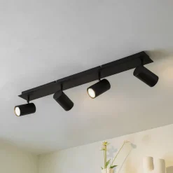 Lindby plafondspot Joffrey, 80 cm, zwart, 4-lamps, GU10