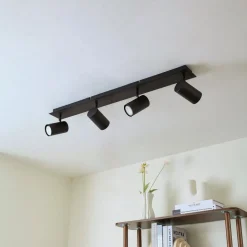 Lindby plafondspot Joffrey, 80 cm, zwart, 4-lamps, GU10