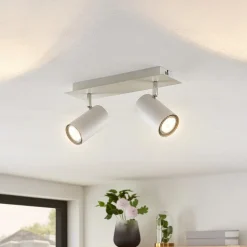 Lindby plafondspot Joffrey, 31 cm, 2-lamps, wit, GU10