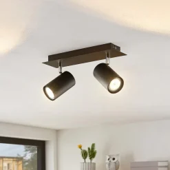 Lindby plafondspot Joffrey, 31 cm, 2-lamps, zwart, GU10