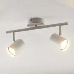 Lindby plafondspot Jorell, wit, 32 cm, 2-lamps, metaal, GU10