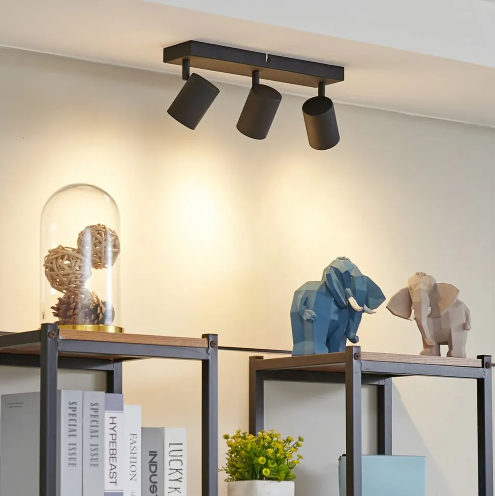 Lindby plafondspot Jorell, 35 cm, zwart, 3-lamps, metaal