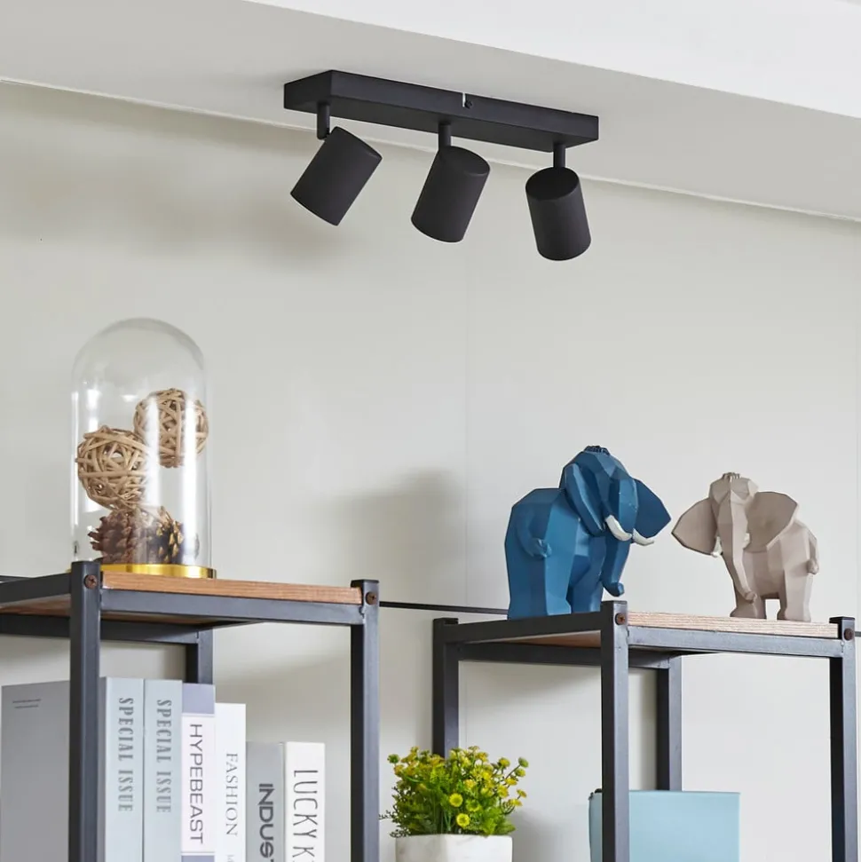 Lindby plafondspot Jorell, 35 cm, zwart, 3-lamps, metaal