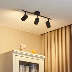 Lindby plafondspot Jorell, zwart, 51 cm, 3-lamps, GU10