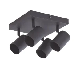 Lindby plafondspot Jorell, zwart, 20 cm, 4-lamps.