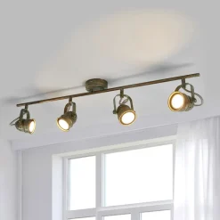 Lindby plafondspot Leonor, 4-lamps, groen, metaal, 78 cm