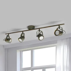 Lindby plafondspot Leonor, 4-lamps, groen, metaal, 78 cm