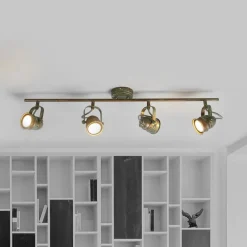 Lindby plafondspot Leonor, 4-lamps, groen, metaal, 78 cm