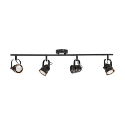 Lindby plafondspot Leonor, 4-lamps, zwart, metaal, 78 cm