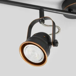 Lindby plafondspot Leonor, 4-lamps, zwart, metaal, 78 cm