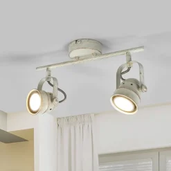 Lindby plafondspot Leonor, 2-lamps, wit, metaal, 32cm