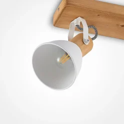 Lindby plafondspot Merela, wit, 28 cm, 2-lamps, hout, E14