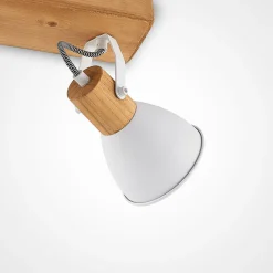 Lindby plafondspot Merela, wit, 28 cm, 2-lamps, hout, E14