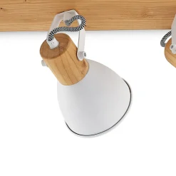 Lindby plafondspot Merela, wit, 45 cm, 3-lamps, hout, E14