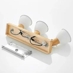 Lindby plafondspot Merela, wit, 45 cm, 3-lamps, hout, E14