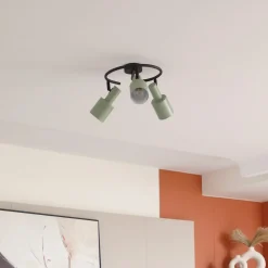Lindby plafondspot Ovelia, groen/zwart, 3-lamps, E27