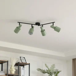 Lindby plafondspot Ovelia, groen, 80 cm, 4-lamps, E27