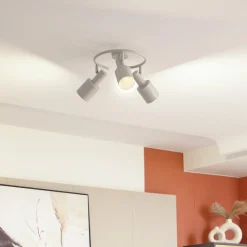 Lindby plafondspot Ovelia, beige, 3-lamps, metaal, E27