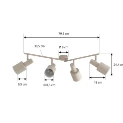 Lindby plafondspot Ovelia, beige, 80 cm, 4-lamps, E27
