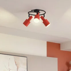 Lindby plafondspot Ovelia, oranje/zwart, 3-lamps, E27