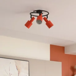 Lindby plafondspot Ovelia, oranje/zwart, 3-lamps, E27