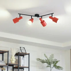 Lindby plafondspot Ovelia, oranje/zwart, 4-lamps, E27