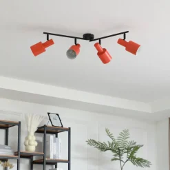 Lindby plafondspot Ovelia, oranje/zwart, 4-lamps, E27