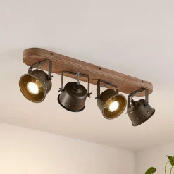 Lindby plafondspot Rubinjo, 62 cm, 4-lamps, hout, GU10