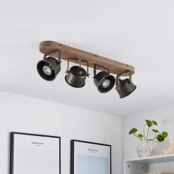 Lindby plafondspot Rubinjo, 62 cm, 4-lamps, hout, GU10