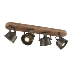 Lindby plafondspot Rubinjo, 62 cm, 4-lamps, hout, GU10