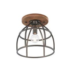 Lindby plafondspot Rutger, Ø 34 cm, hout, kooi, E27