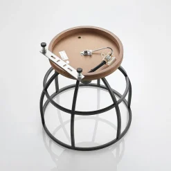 Lindby plafondspot Rutger, Ø 34 cm, hout, kooi, E27