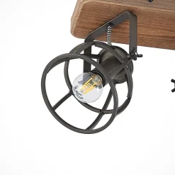 Lindby plafondspot Rutger, 52cm, 3-lamps, hout, kooi, E14