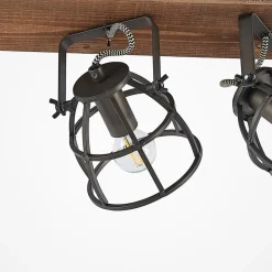 Lindby plafondspot Rutger, 52cm, 3-lamps, hout, kooi, E14