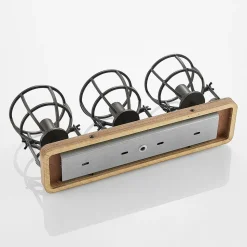 Lindby plafondspot Rutger, 52cm, 3-lamps, hout, kooi, E14