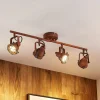 Lindby plafondspot Scabra, 63 cm, roestbruin, 4-lamps, metaal